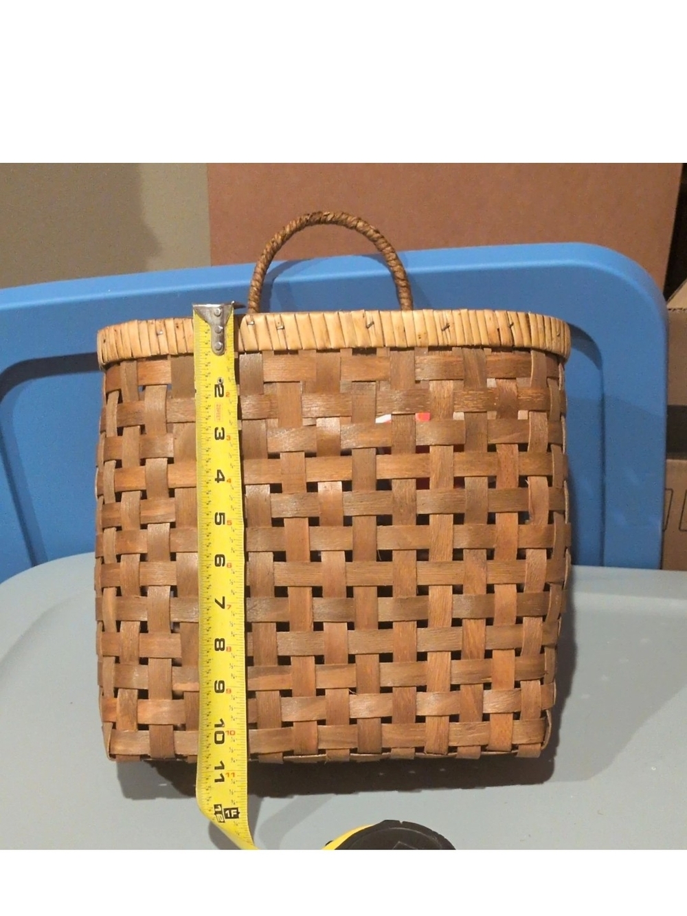 Rectangular Wicker Basket w/ Handles Brown 12 x 4 in x 10